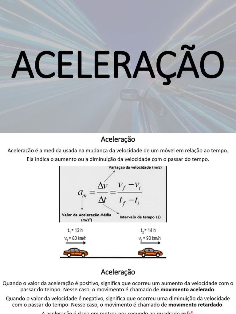 Entendendo Aceleração e Movimento | PDF | Aceleração | Velocidade