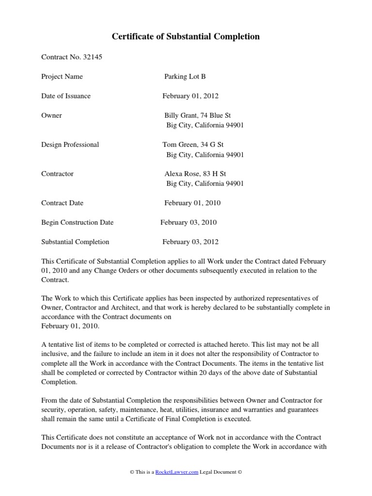 certificate-of-substantial-completion-agenda