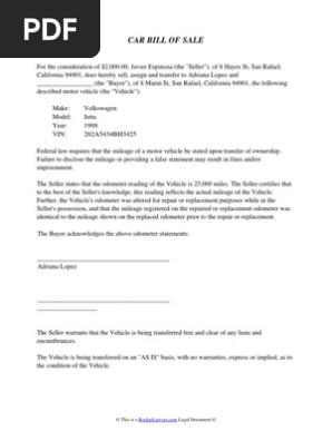 Car Bill of Sale