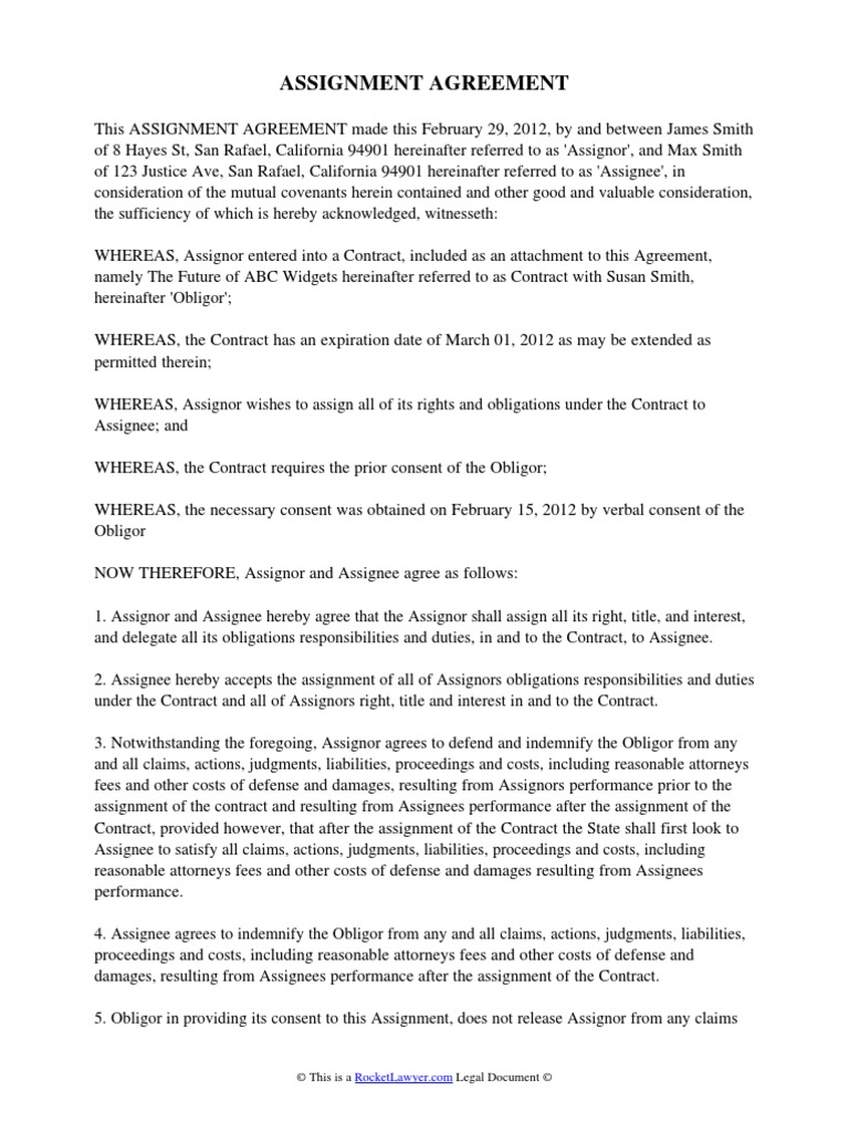 Assignment of contract image