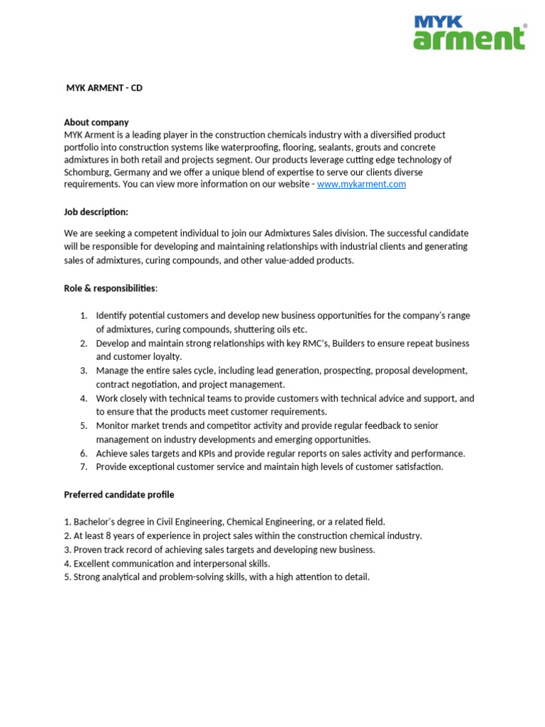 JD Asst Sales Manager Project Sales | PDF