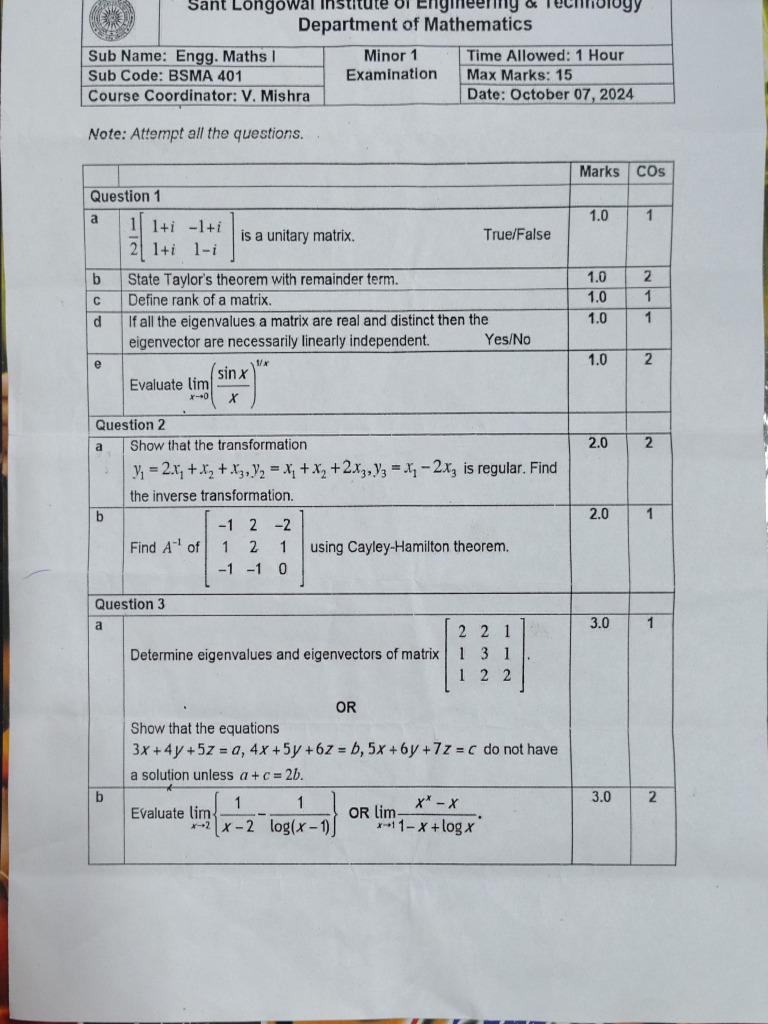 Minor 1 | PDF