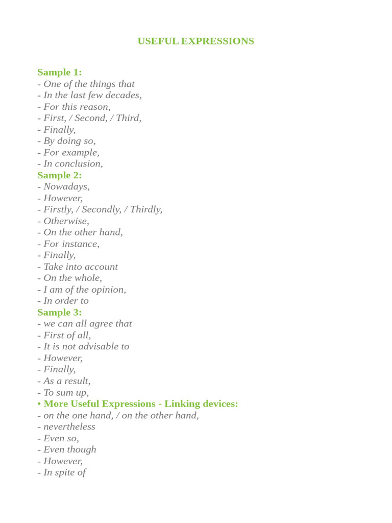 Essential Expressions for Effective Writing | PDF | Artificial ...