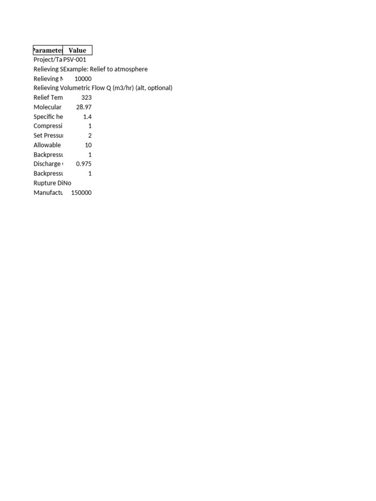 PSV Sizing Calculator Guide | PDF