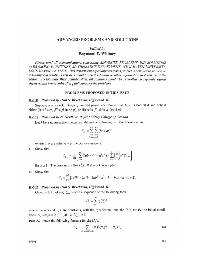 Advanced Math Problems and Solutions | PDF | Mathematical Concepts ...