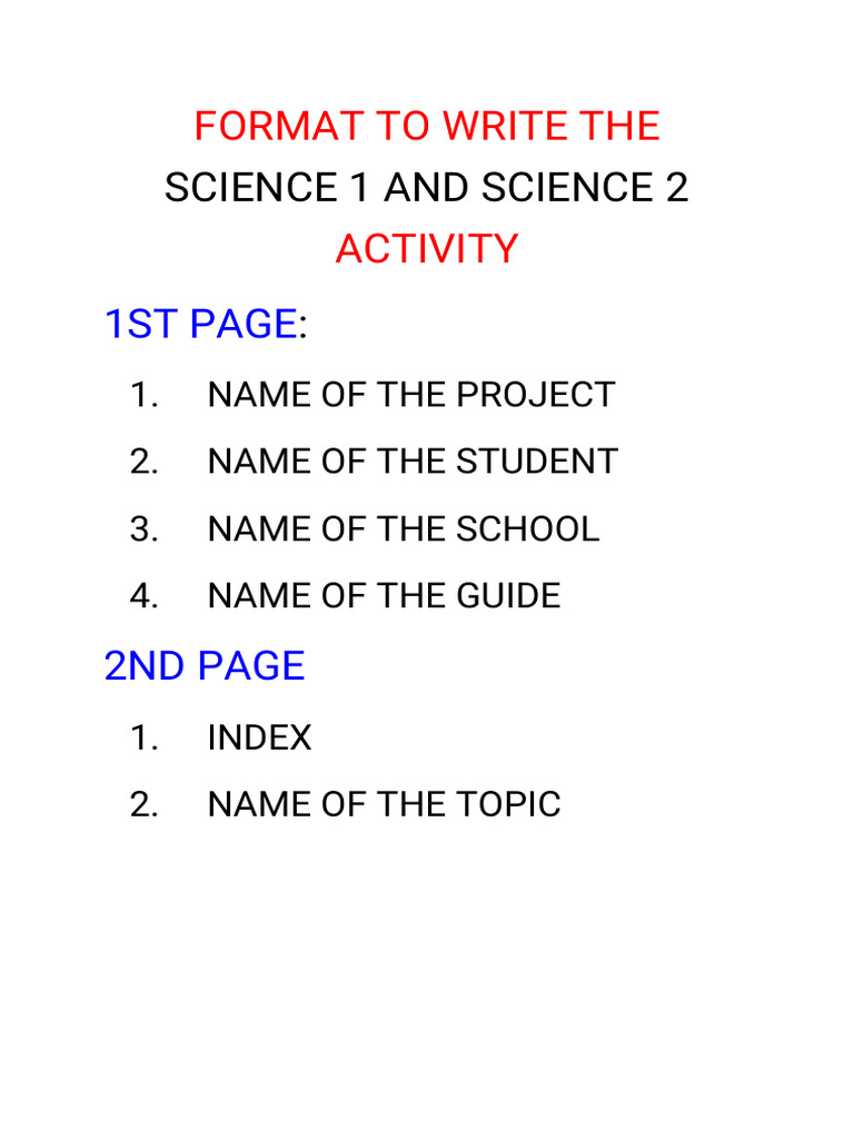 9th Class Science Project Format Guide | PDF