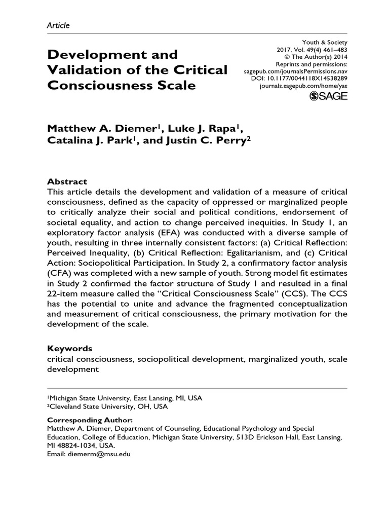 Critical Consciousness Scale Development | PDF | Factor Analysis