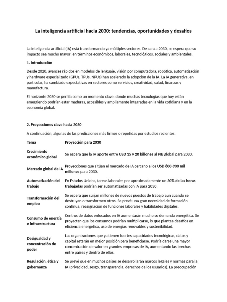 IA 2030: Tendencias y Desafíos Clave | PDF | Inteligencia artificial ...