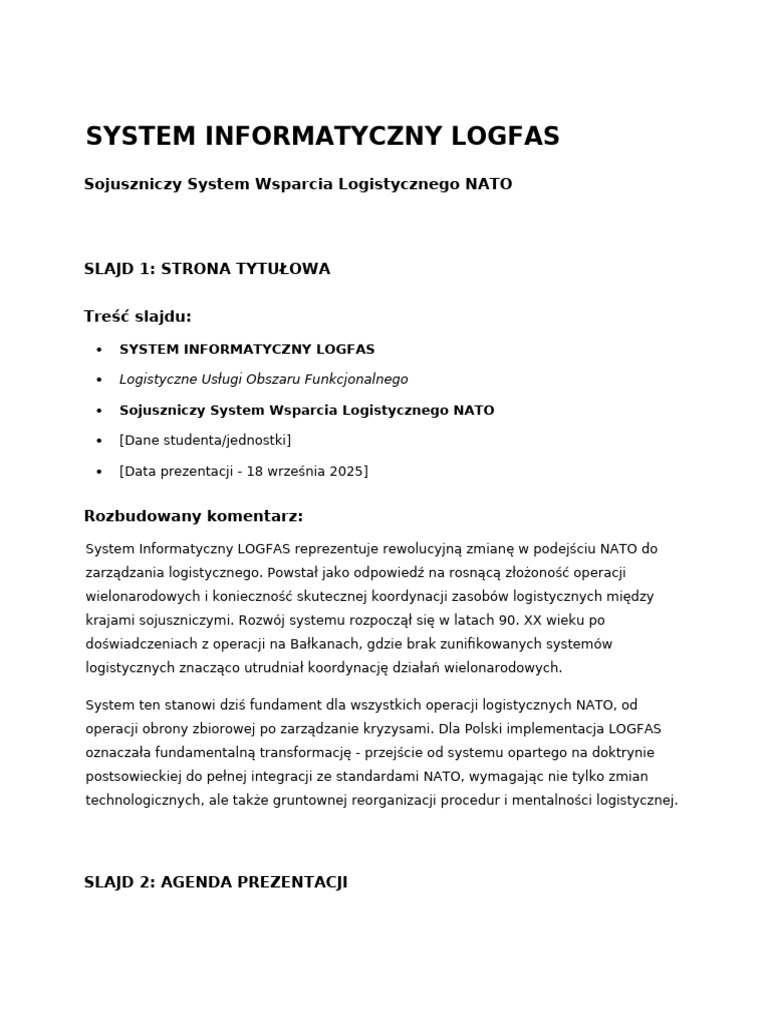 System Informatyczny Logfas - Ai | PDF