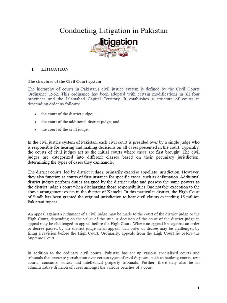 Litigation Process in Pakistan Explained | PDF | Appeal | Lawsuit
