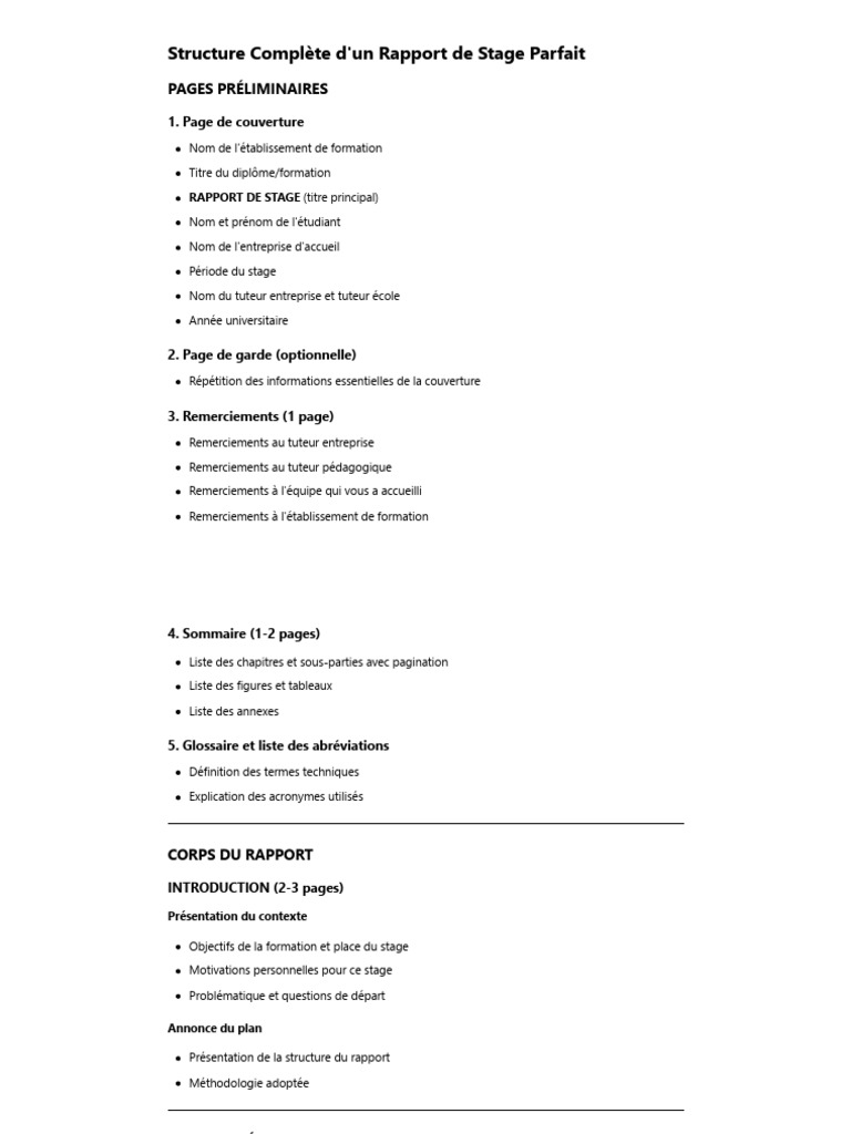 Structure d'un Rapport de Stage Complet | PDF | Business | Mise en page