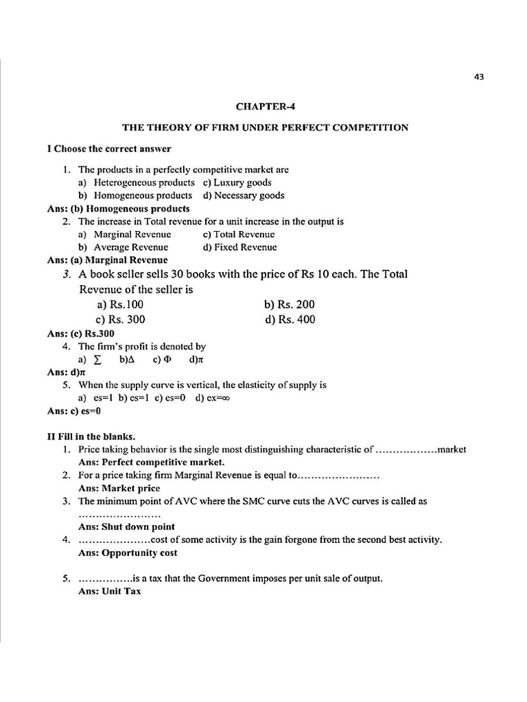 The Theory of The Firm Under Perfect Competition | PDF