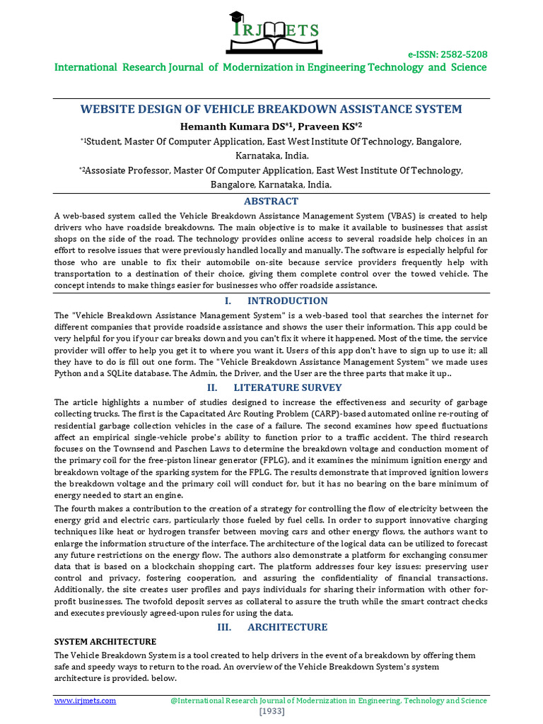 Vehicle Breakdown Assistance System Design | PDF | Web Development ...