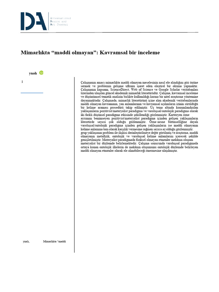 Immaterial Concepts in Architecture Review | PDF | Ontology | Concept
