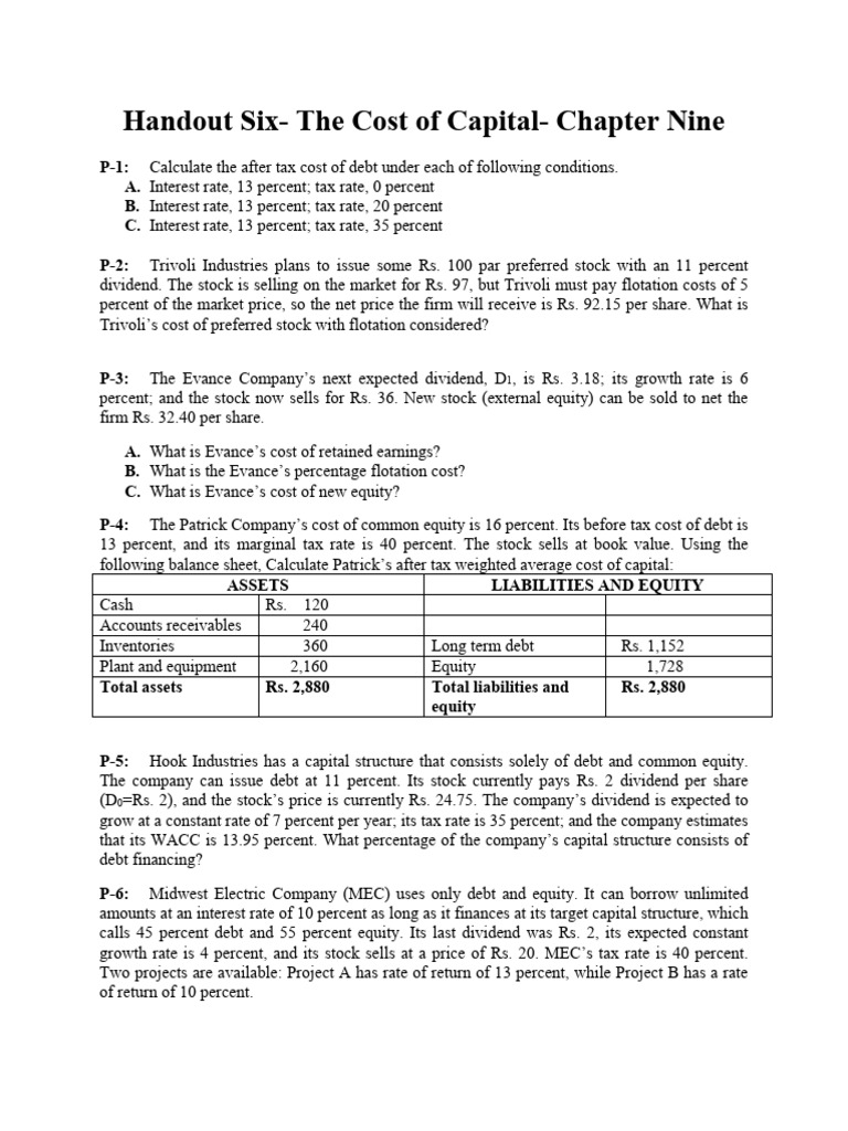 Cost of Capital Calculations Guide | PDF | Cost Of Capital | Capital ...