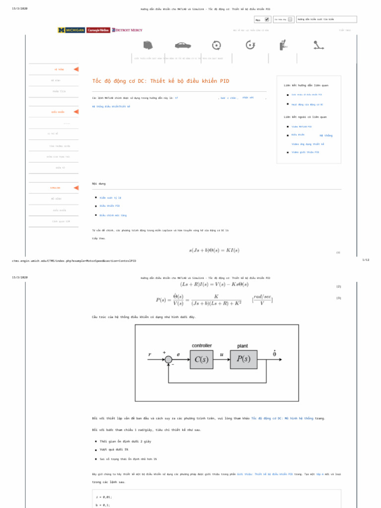 9 Control Tutorials For MATLAB and Simulink - Motor Speed - PID ...