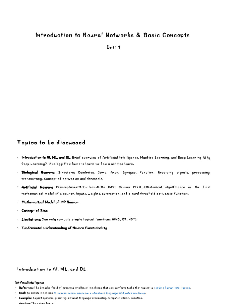 Introduction to Neural Networks Basics | PDF | Computational ...