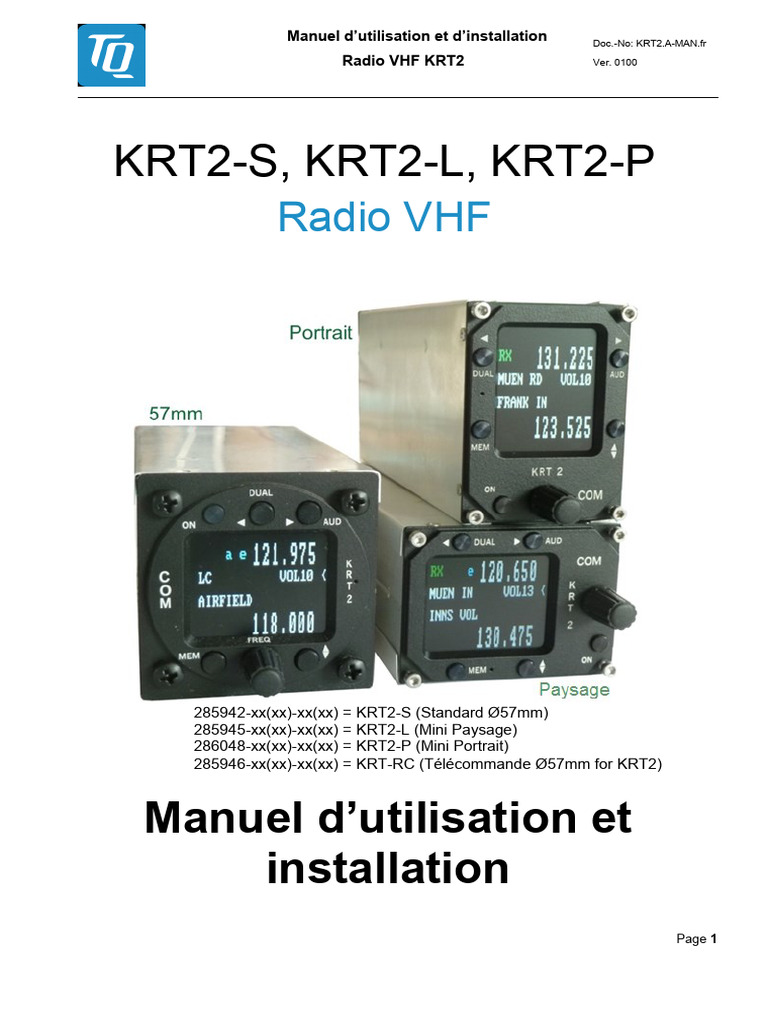 Manuel d'utilisation Radio VHF KRT2 | PDF | Microphone | Radio