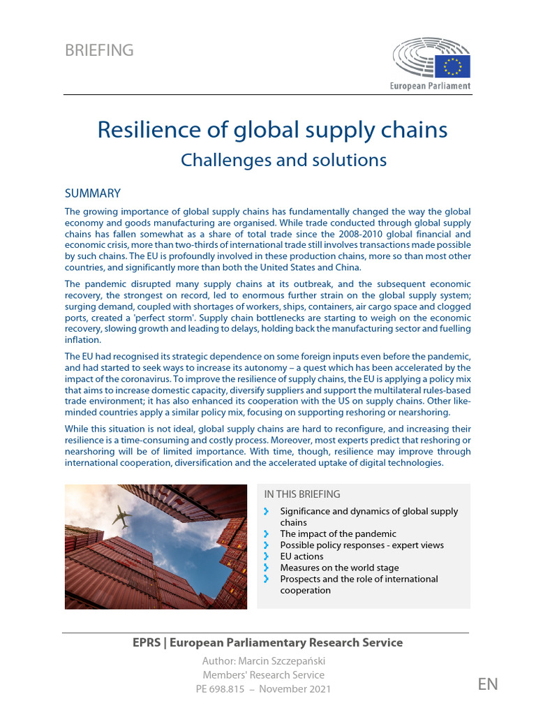 Global Supply Chain Resilience Challenges | PDF | Supply Chain | World ...