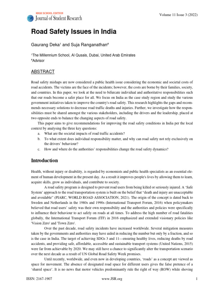 Improving Road Safety in India | PDF | Traffic Collision | Road Traffic ...