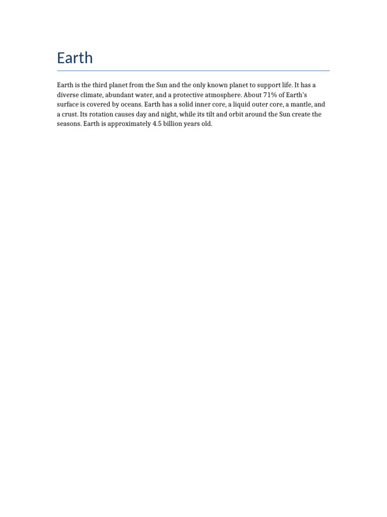 Earth: The Unique Life-Supporting Planet | PDF
