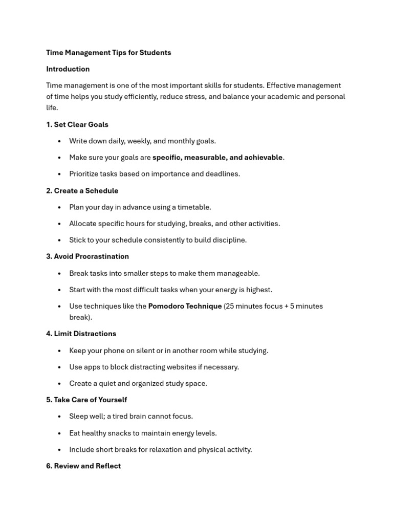 Essential Time Management Tips for Students | PDF