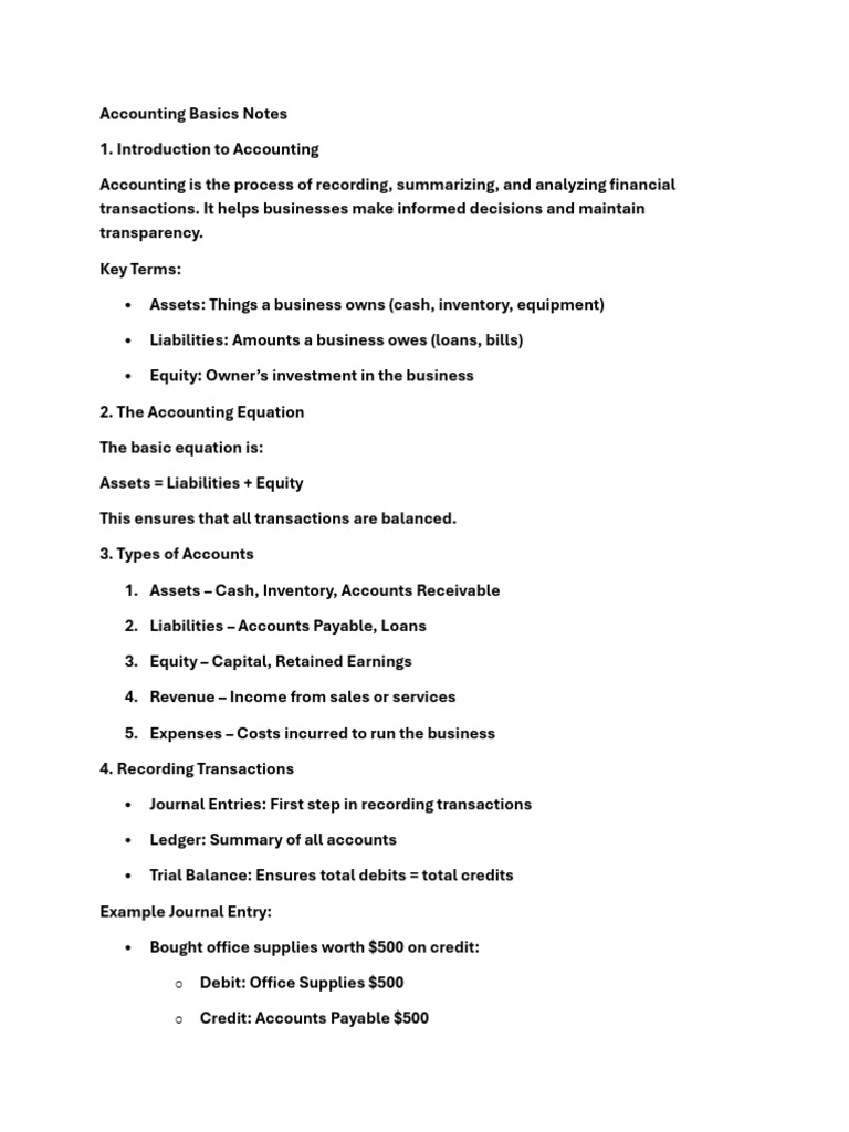 Accounting Basics Notes | PDF