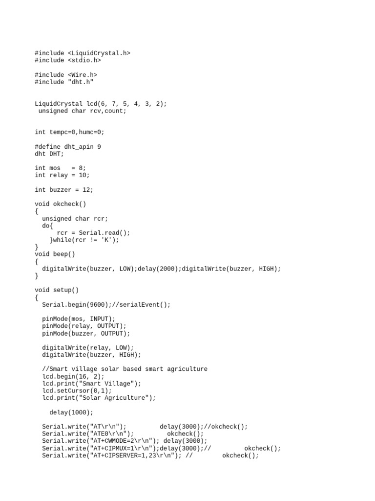 Smart Agriculture LCD Monitor Code | PDF | Computer Engineering ...
