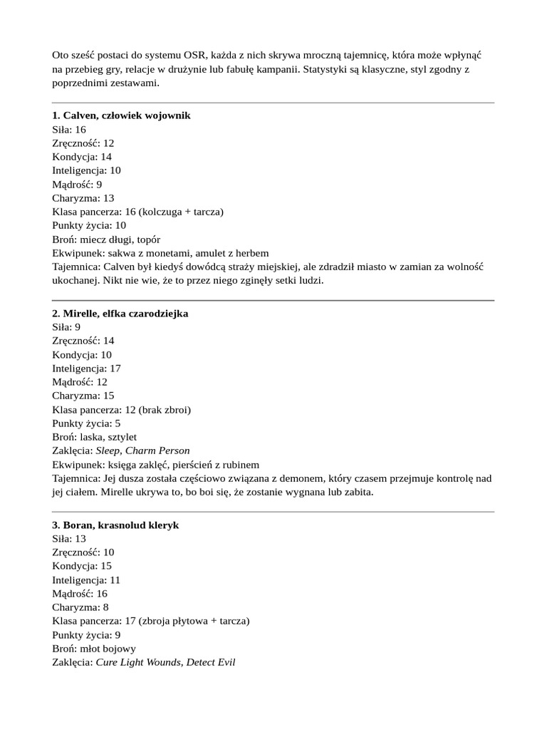 Postaci OSR 3 | PDF