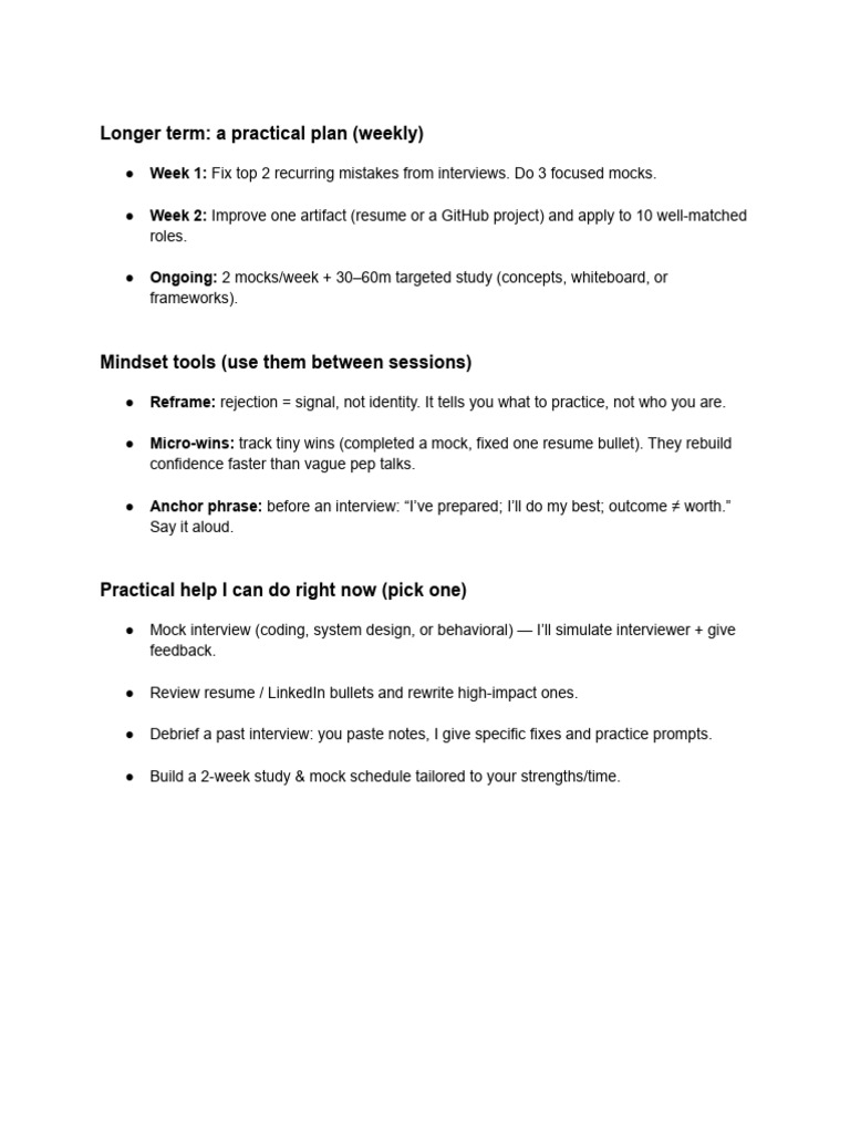 Weekly Interview Preparation Plan | PDF