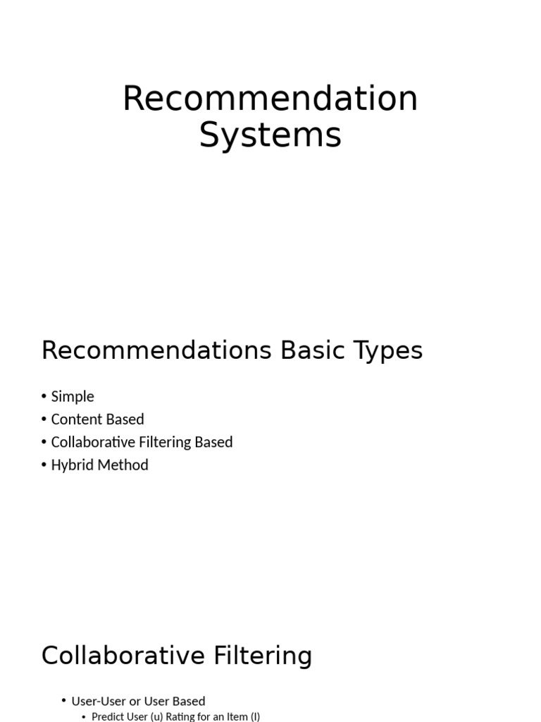 Types and Evaluation of Recommendation Systems | PDF | Principal ...
