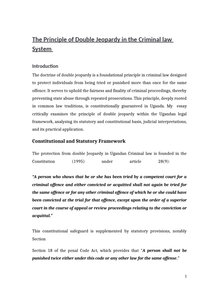 Double Jeopardy in Uganda's Law | PDF | Double Jeopardy | Acquittal