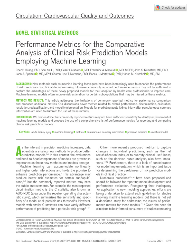 Huang Et Al 2021 Performance Metrics For The Comparative Analysis of ...