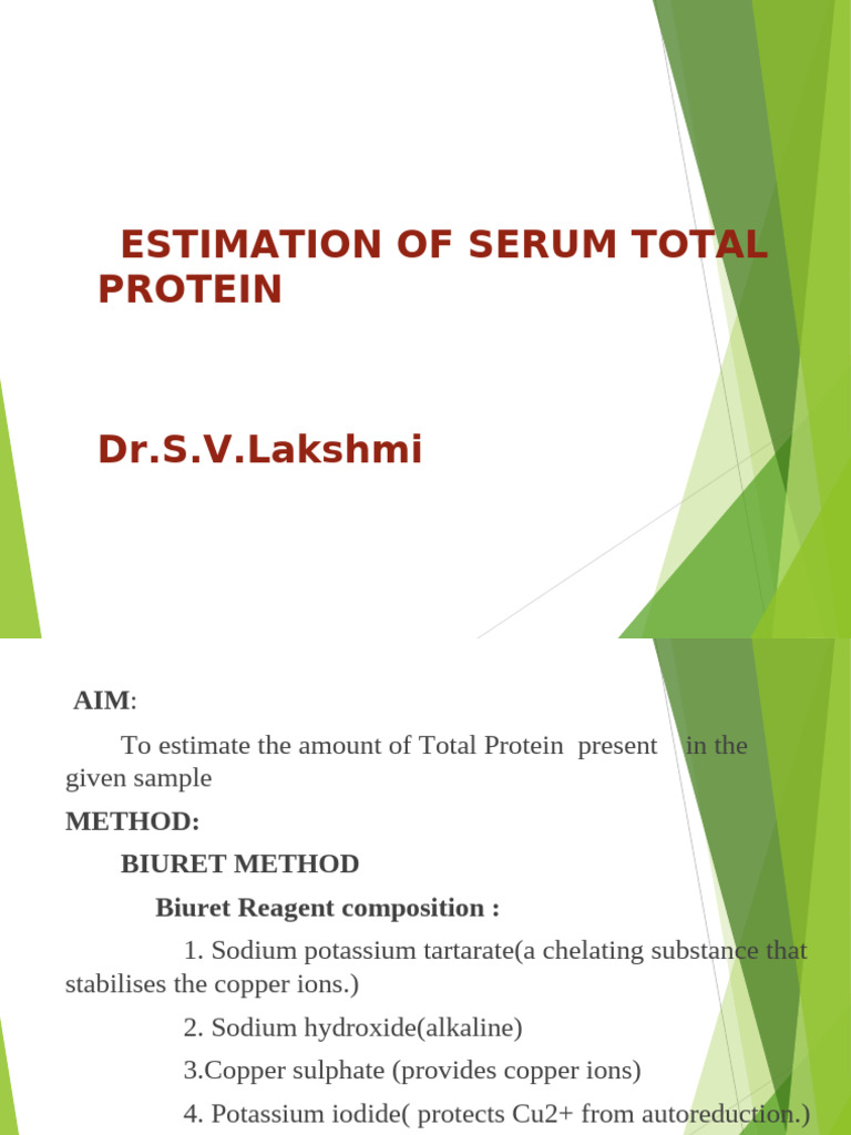 Total Protein Estimation via Biuret Method | PDF | Chemistry