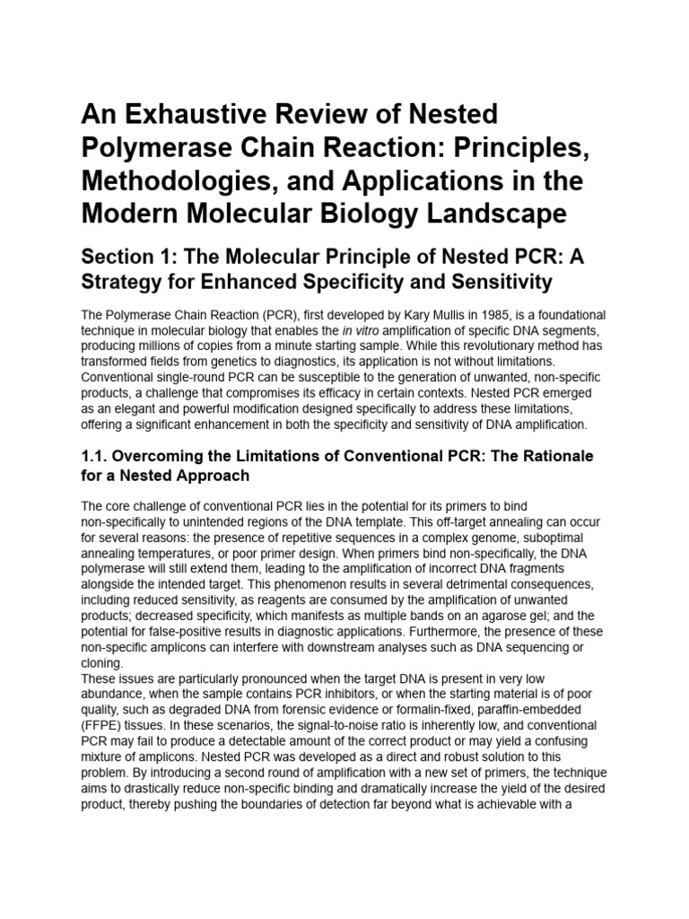 Nested PCR - Principles, Applications, and Troubles... | PDF ...