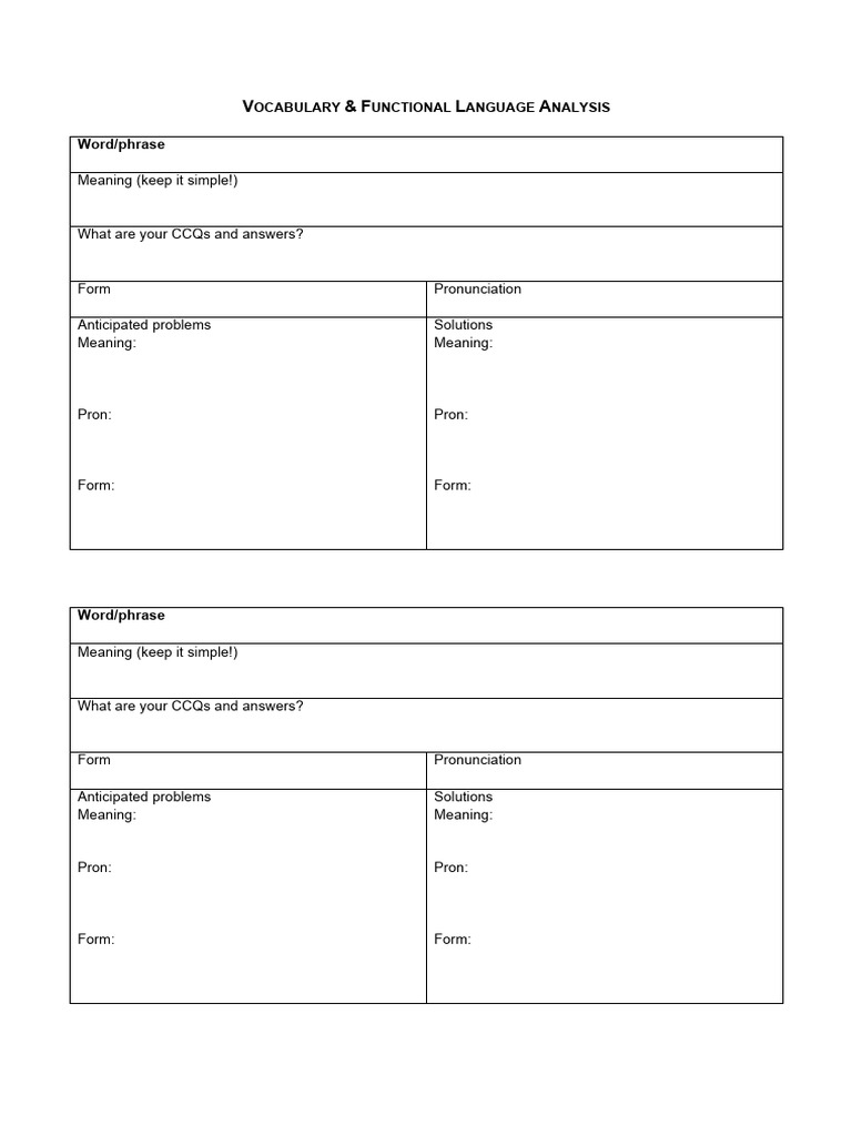 Vocabulary and Language Analysis Guide | PDF