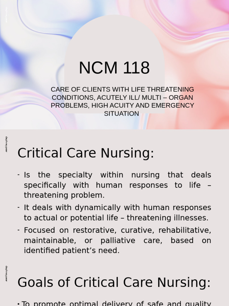 Critical Care Nursing Overview | PDF | Intensive Care Medicine | Nursing