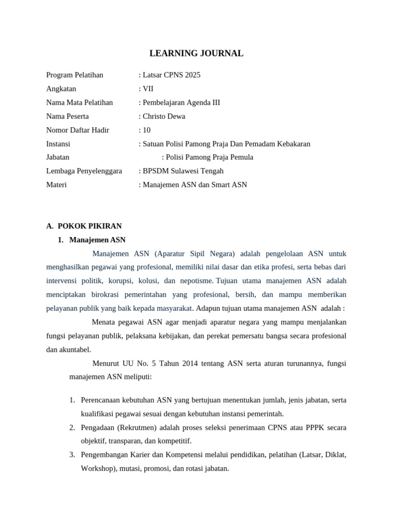 Manajemen ASN dan Smart ASN 2025 | PDF