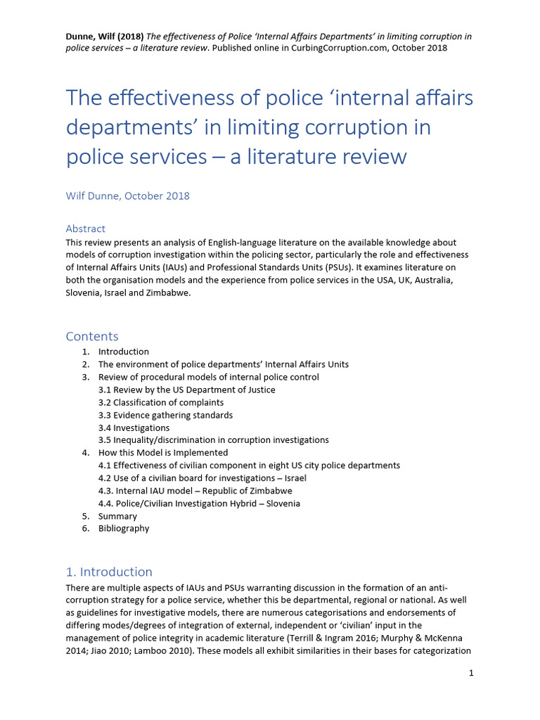 Police Internal Affairs Effectiveness Review | PDF | Corruption | Police