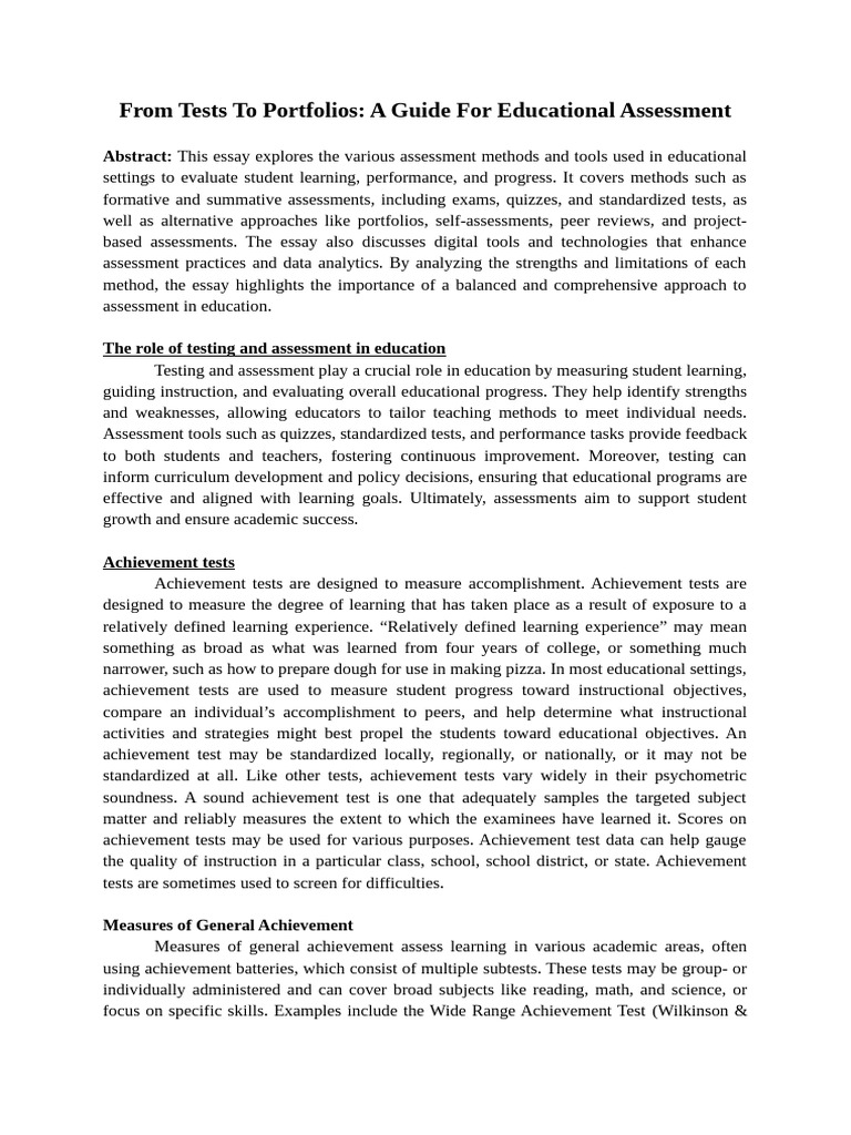 Educational Assessment Methods Guide | PDF | Educational Assessment | Sat