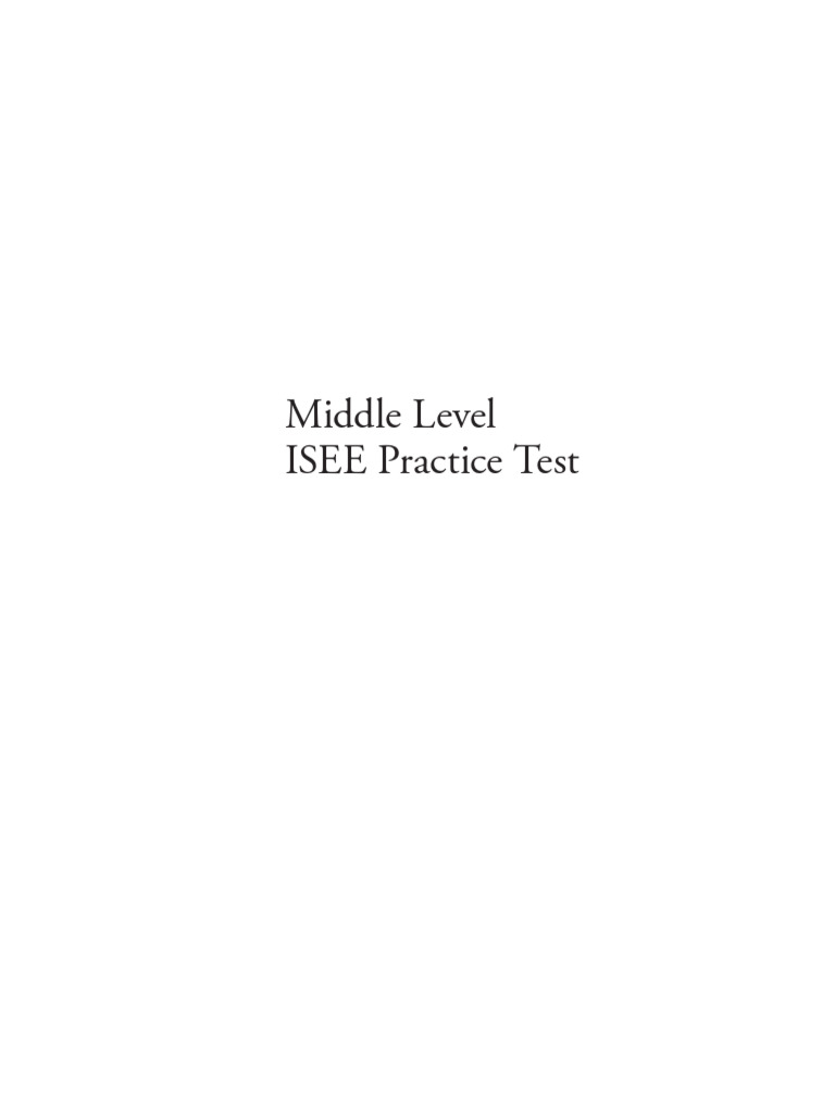 Middle Level ISEE Practice Test | PDF