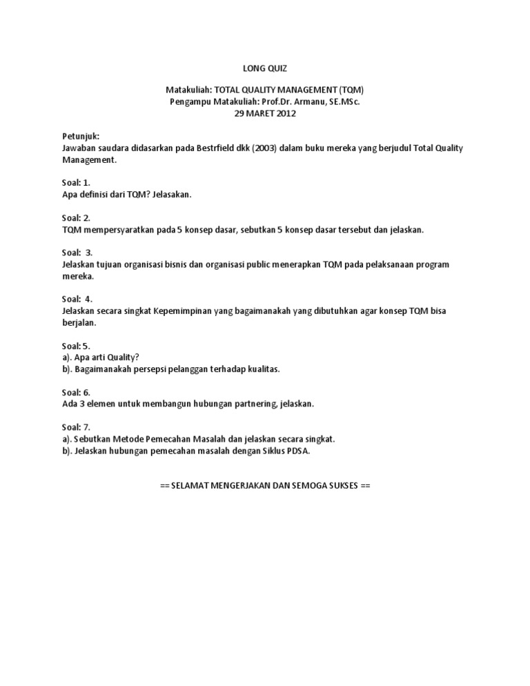 Long Quiz Tqm