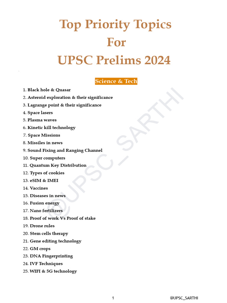 UPSC Prelims 2024: Key Topics Overview | PDF | Oceans | Climate