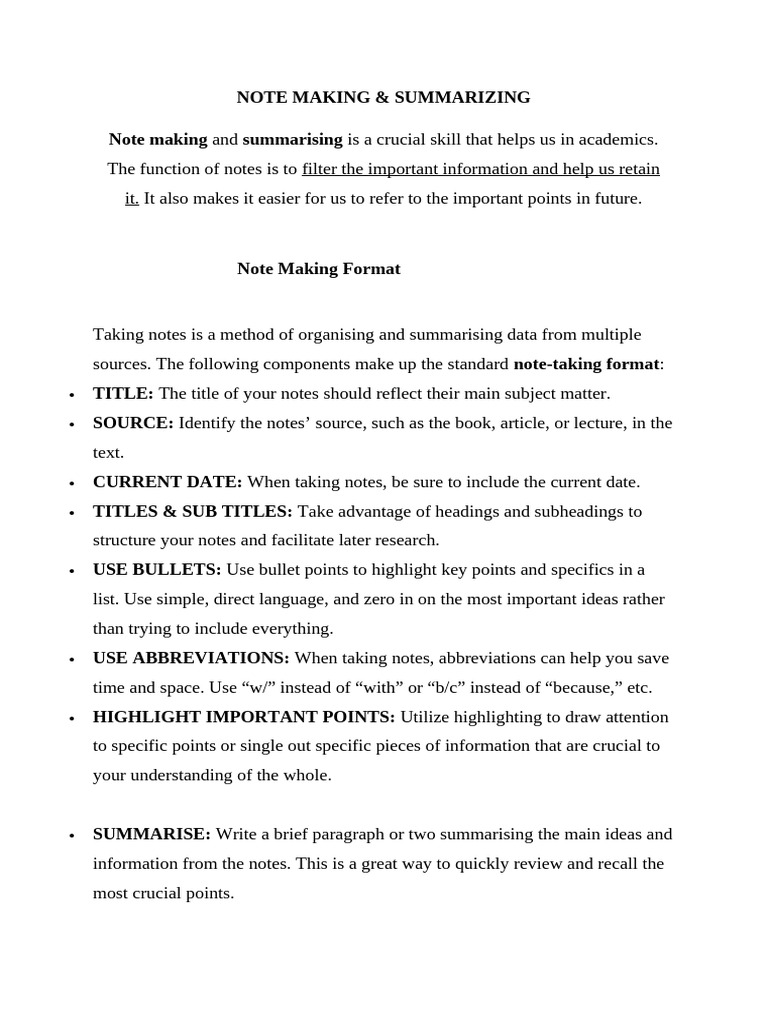 Note Making and Summarizing Guide | PDF | Internet | Computer Security