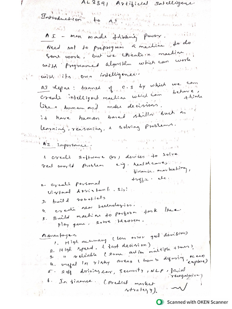 Ai Unit 1 Mam Notes | PDF