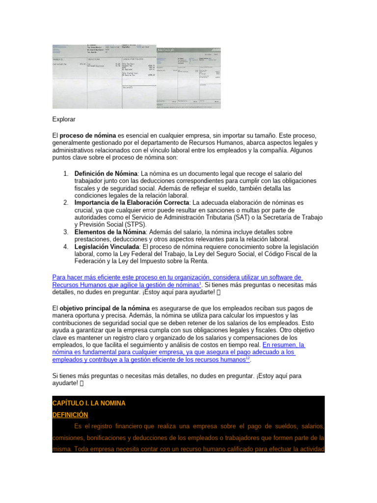 Proceso y Elementos de la Nómina Empresarial | PDF | Cheque de pago ...
