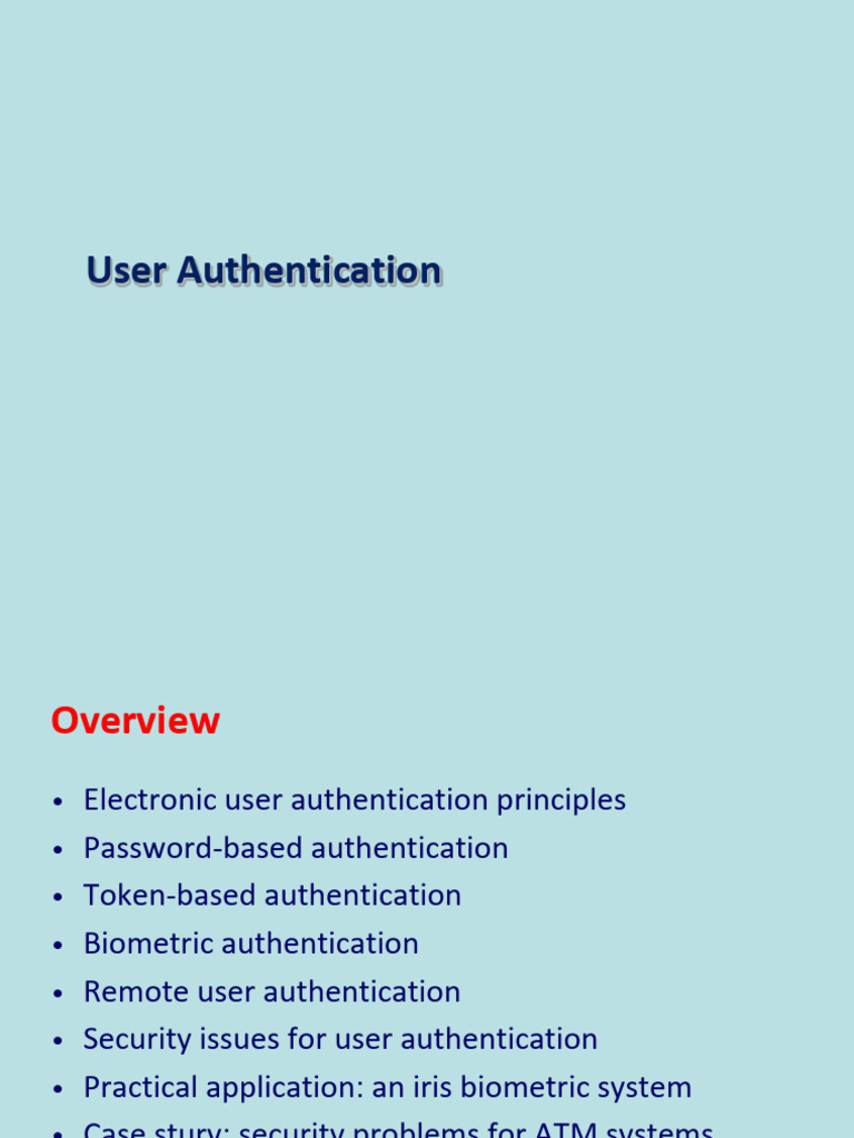 User Authentication Methods and Security | PDF | Password | Authentication