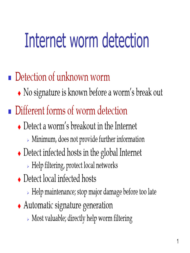 Internet Worm Detection Strategies | PDF | Malware | Computer Security