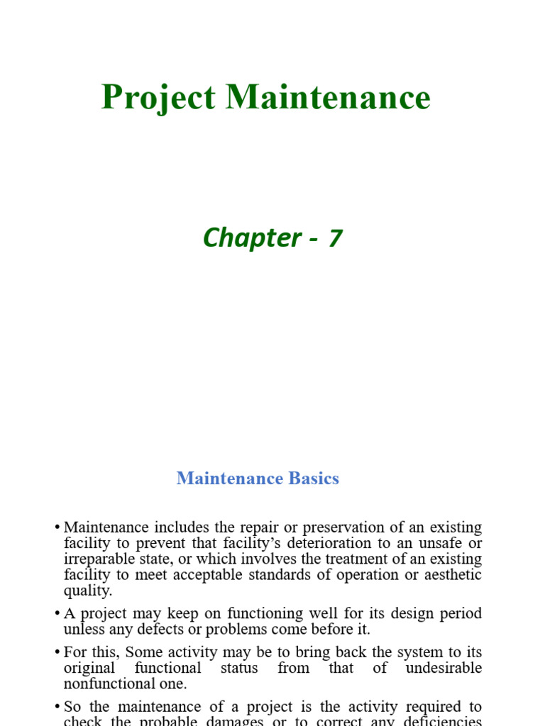 Chapter 7 Project Maintainance | PDF