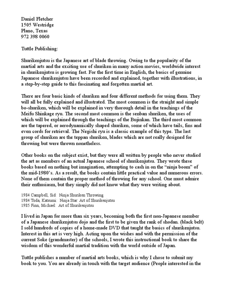 Sample Proposal Letter PDF Combat Sports Japanese Martial Arts